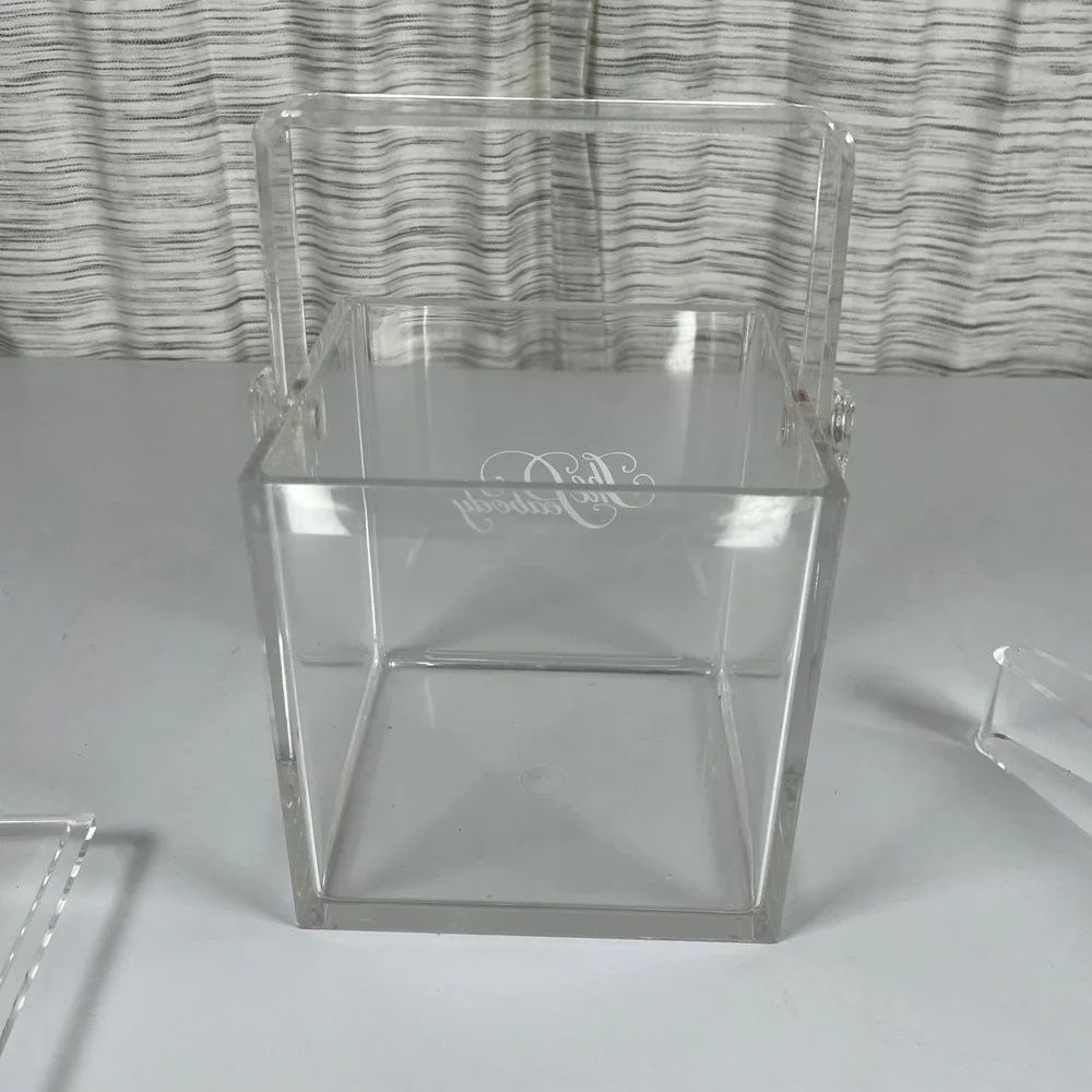 The Peabody Hotel Vintage Clear Acrylic Ice Bucket with Lid and Tongs Square MCM